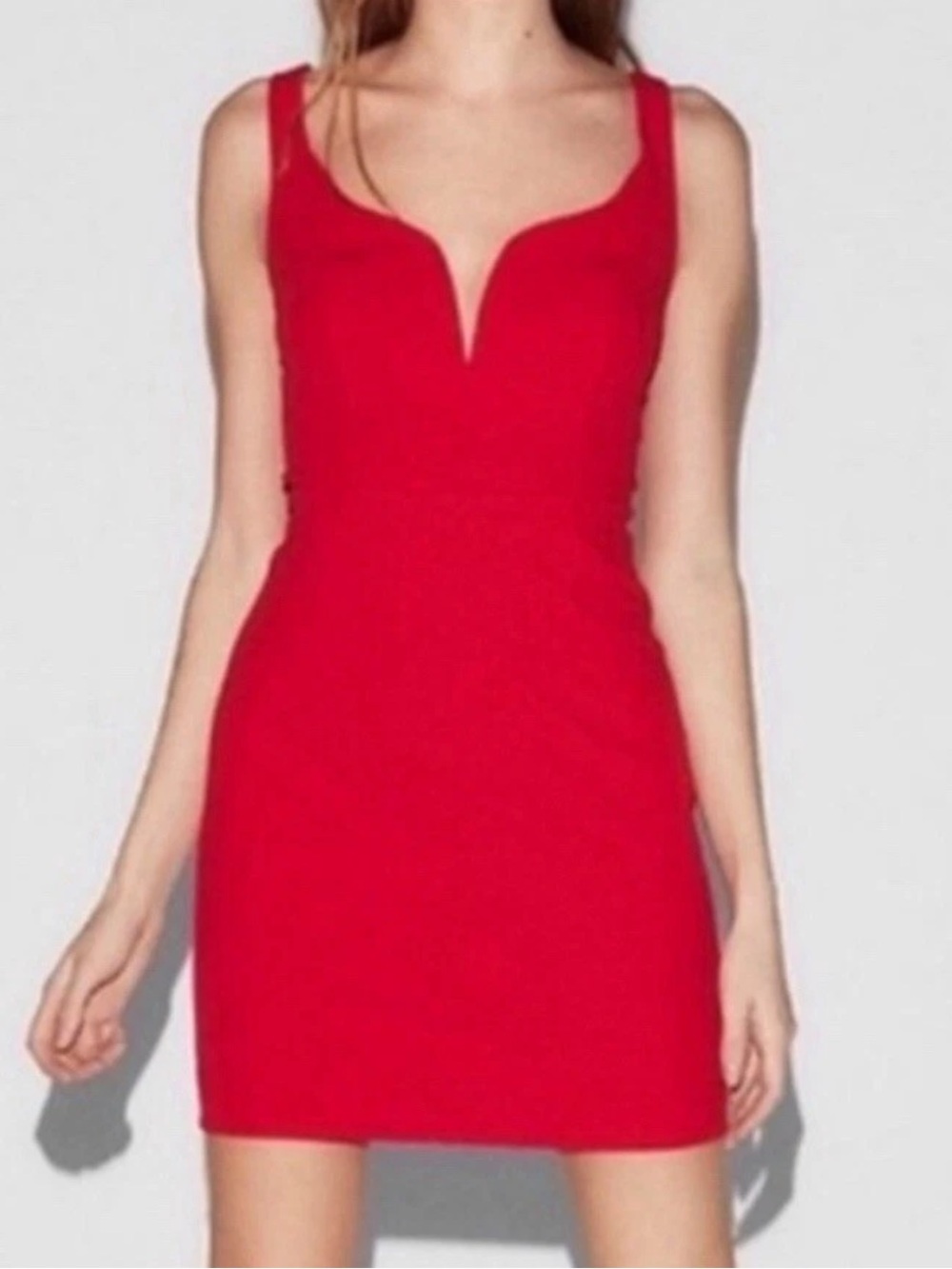Express Red V-Neck Mini Dress